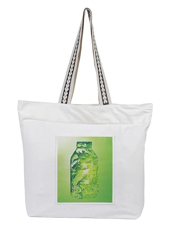 WOTM On The Move Tote | Premium Printed Cotton Canvas Tote Bag with Zipper & Inside Pocket, Stylish Everyday Travel Bag for Work, College, Office, Travel, Shopping - Handbags | Buy online on ZillyBuy
