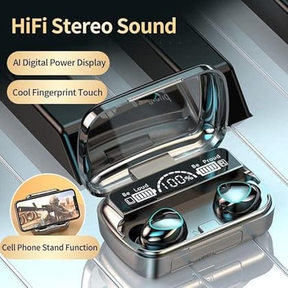 STORIA M10 TWS Bluetooth V5.1 in-Ear Wireless Earbuds with Upto 4 Hours Playback Stereo Sports Waterproof Bluetooth Earphones with Mic, Noise-Cancellation, (Black, True Wireless) (Pack of 1)