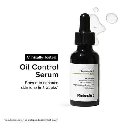 Minimalist 10% Niacinamide Face Serum With Matmarine + Zinc For Reducing Oil & Blemishes (30ml)