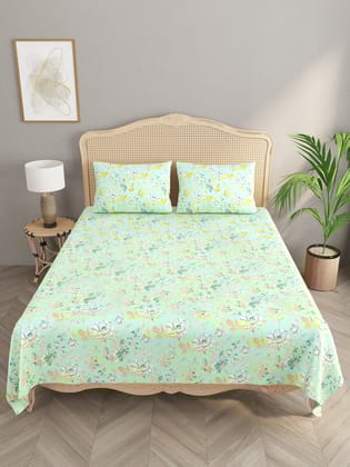 Floral Print Super King Cotton Bedsheet with 2 Pillow Covers-Floral / Super King (108 X108 Inches) / Regular