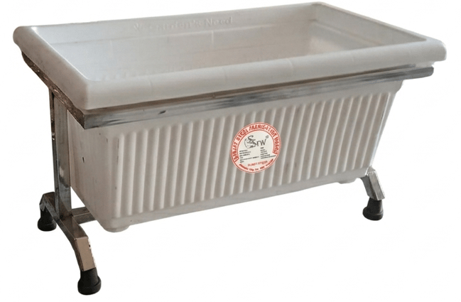 SSFW Stainless Steel Plant Stand with  Rectangular Pot  Plastic Pot Length- 54cm* Width-26cm* Height-27cm ( L-21x W-10x H-10.5 NCH) 16 Gauge 18mm Square Pipe | Lifetime Rust-Proof | Attractive Indoor/Outdoor Pot Stand