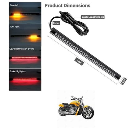 Peculiar Zone Flexible LED Tail Light Strip for Bike & Motorcycle | Running Brake Turn Signal Integrated Light | Waterproof Universal Fit | 4 Color Options