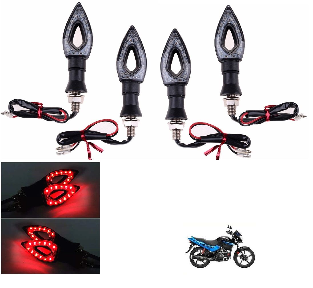 Peculiar Zone Universal LED Bike Indicator Light Set for Motorcycle, Scooter & Sports Bike | Waterproof Amber Turn Signal Blinkers | Flexible Rubber Body | 12V Compatible | Pack of 4