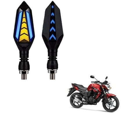 PECULIAR  Imported Original Waterproof Arrow Running Blinker Bright LED Indicators Universal For All Bike Models Motorcycle Turn Signal Lights (Pack of 2, Yellow With Blue)
