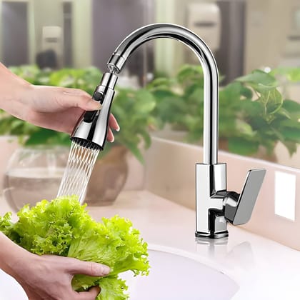360° Rotating Tap Extension for Kitchen Sink | 2-Mode Splash Filter Faucet Extender | Flexible Chrome Water Saving Aerator with Universal Fitting for Kitchen & Bathroom Taps (Silver)