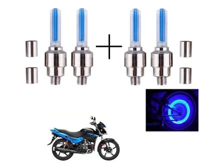 PECULIAR ZONE Bike/Bicycle Tyre Led Light Rim Valve Cap Flashing With Motion Sensor Blue For Car Motorcycles- Bike Led Lights- Blue (Set Of 4 Pcs) (6 Cells Extra Free for Future Use)