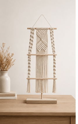 Bohotique 2 Tier Macrame Wall Hanging Shelf