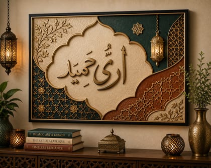 3D Metal & Leather Islamic Calligraphy Wall Art