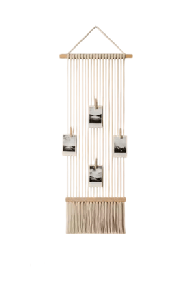 Macrame Wall Hanging Photo Display - 4 Clips