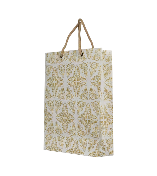 Luxury Golden Damask Paper Gift Bag with Rope Handles - Handbags | Buy online on ZillyBuy