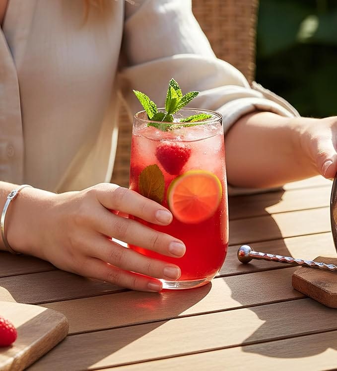 Yera Prima Aqua water/juice/cocktail glass- 335 ml each - Tumblers for Water, Cold Drinks, Juice | Dishwasher Safe | for Daily use & Gifting