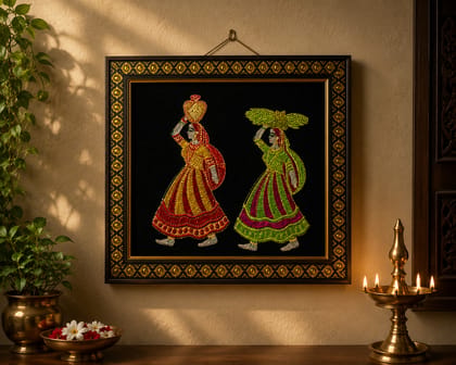 Handmade Rajasthani thread  Work Wall Hanging with Ornate Frame