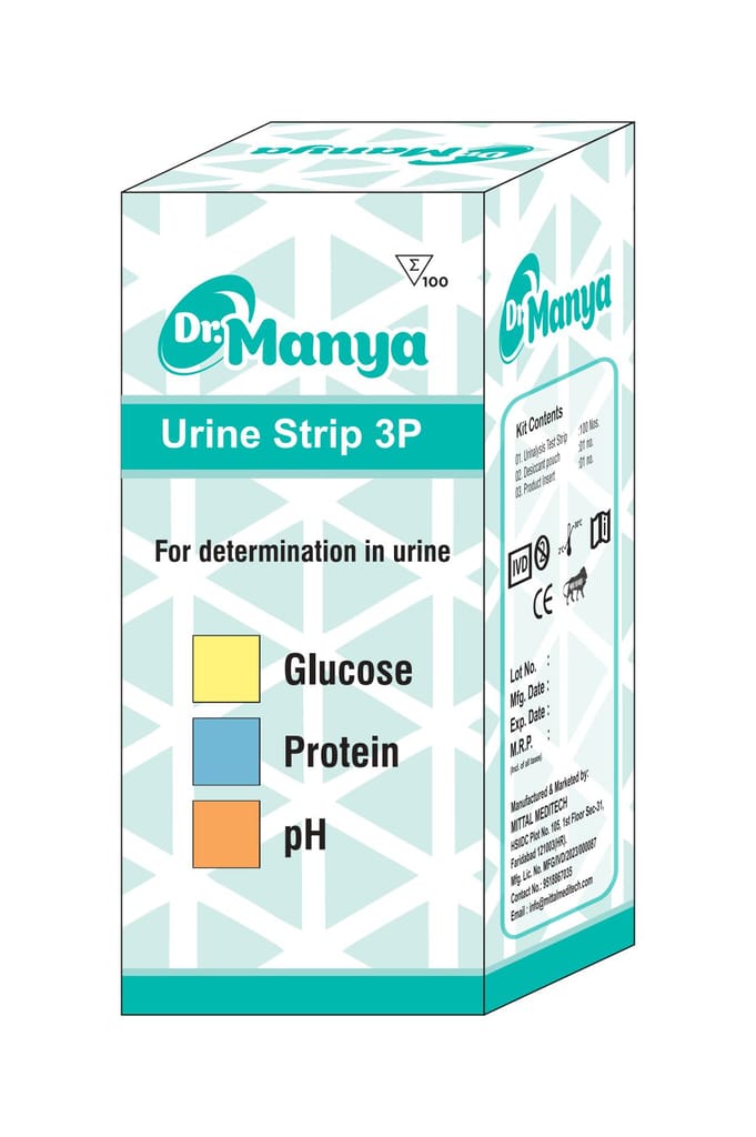 Wellness 3 Parameter Urine Test Strips for Glucose, Protein & pH Monitoring | 100 Urinalysis Strips for Kidney, Diabetes & Daily Health Screening