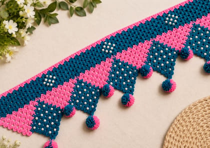 Handmade Crochet Pink & Blue Door Toran Handmade Crochet Pink & Blue Door Toran