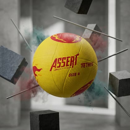 ASSERT TETHYS | Outdoor Volleyball Suitable for Training + Free Air Needle | Rubber Moulded with Dimpled Texture, Butyl Bladder| Size 4 | Yellow & Orange | 1% Net Proceeds Pledged to Charity