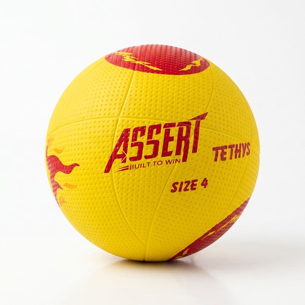 ASSERT TETHYS | Outdoor Volleyball Suitable for Training + Free Air Needle | Rubber Moulded with Dimpled Texture, Butyl Bladder| Size 4 | Yellow & Orange | 1% Net Proceeds Pledged to Charity