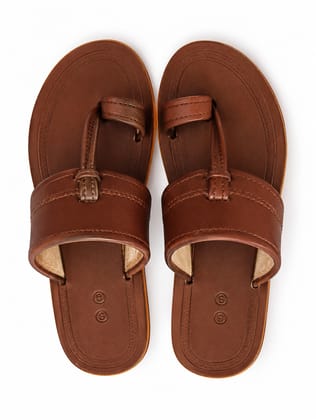 Tan Leatherette Kolhapuri Sandals for Men