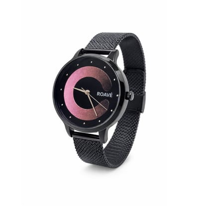 ROAVÉ Quartz Round Intermesh Stainless Steel Band Casual Analog Watch For Women With Push Button Clasp - Multicolour