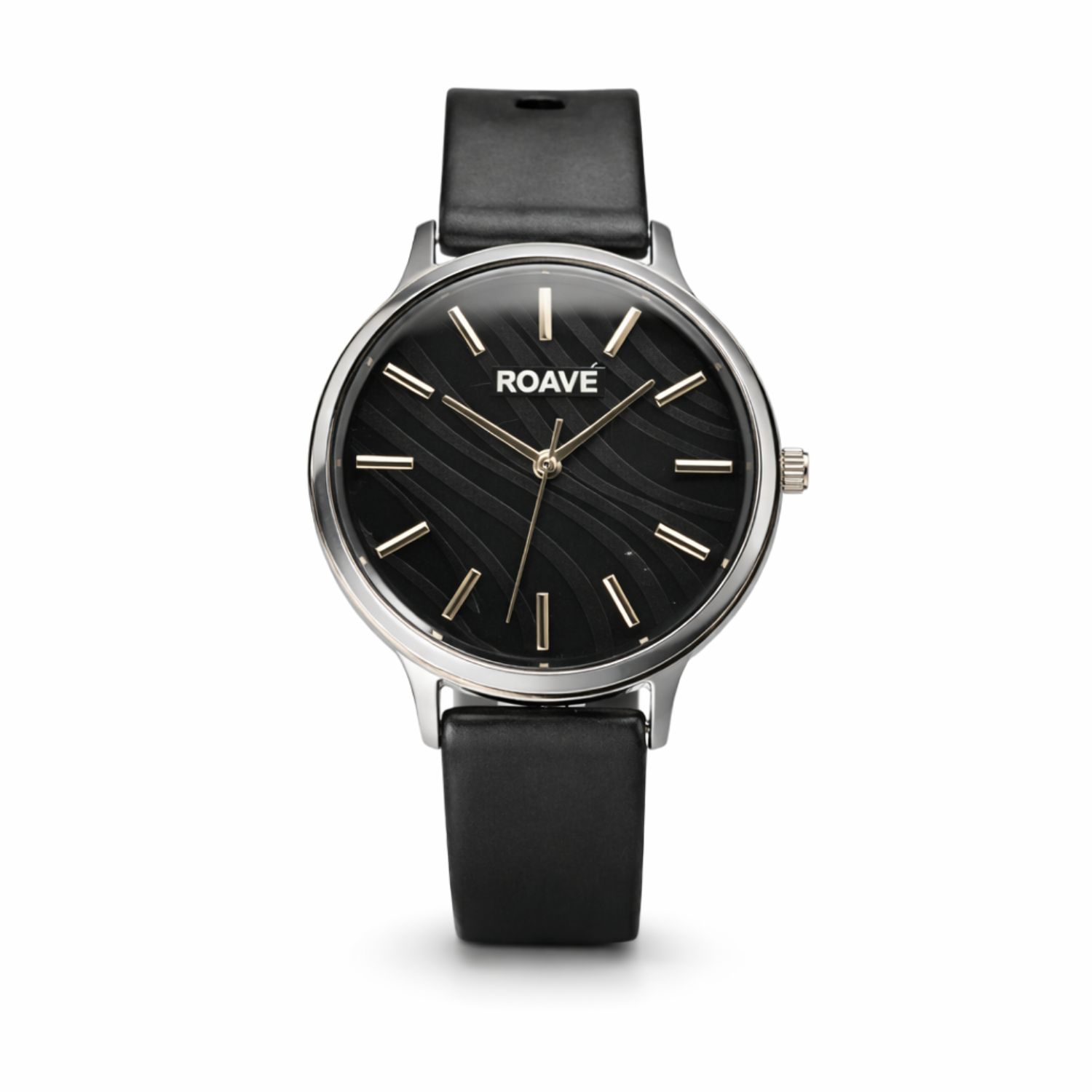 ROAVÉ Quartz Round Silicone Band Casual Analog Watch For Women With Buckle Clasp - Black