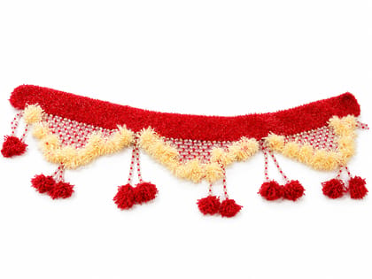 Traditional Indian Red and Yellow Toran with Clear Beads for Door Traditional Indian Red and Yellow Toran with Clear Beads for Door