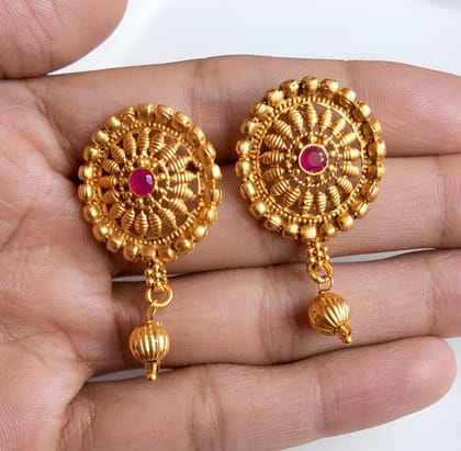 Gold Plated Chick Set Round Necklace Set with Matching Earrings for Women Traditional Ethnic Jewellery for Wedding Party Festive Wear