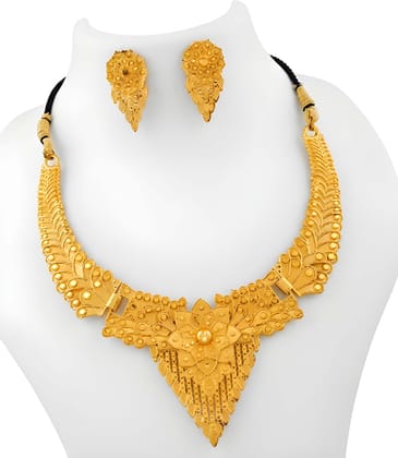 Gold Plated Traditional Wear Jewellery Necklace Set for Women Girls with Matching Earrings Ethnic Party Wedding Festive Jewellery