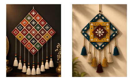 Handmade Lippan Art Mirror Work Wall Hanging
