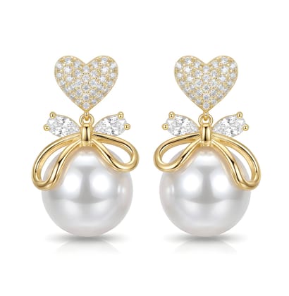 Retro Korean Bowknot Pearl Stud Earrings Jewelry Wedding Party Earrings for Women Girls Elegant Fashion Jewellery