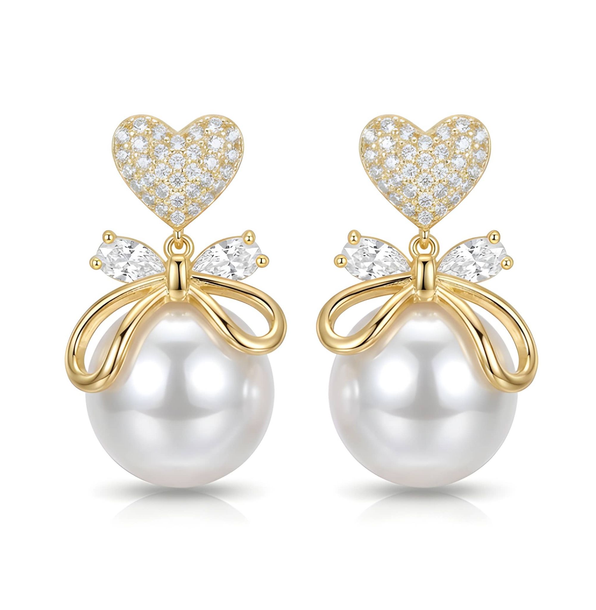 Retro Korean Bowknot Pearl Stud Earrings Jewelry Wedding Party Earrings for Women Girls Elegant Fashion Jewellery