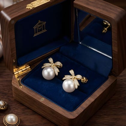 Retro Korean Bowknot Pearl Stud Earrings Jewelry Wedding Party Earrings for Women Girls Elegant Fashion Jewellery