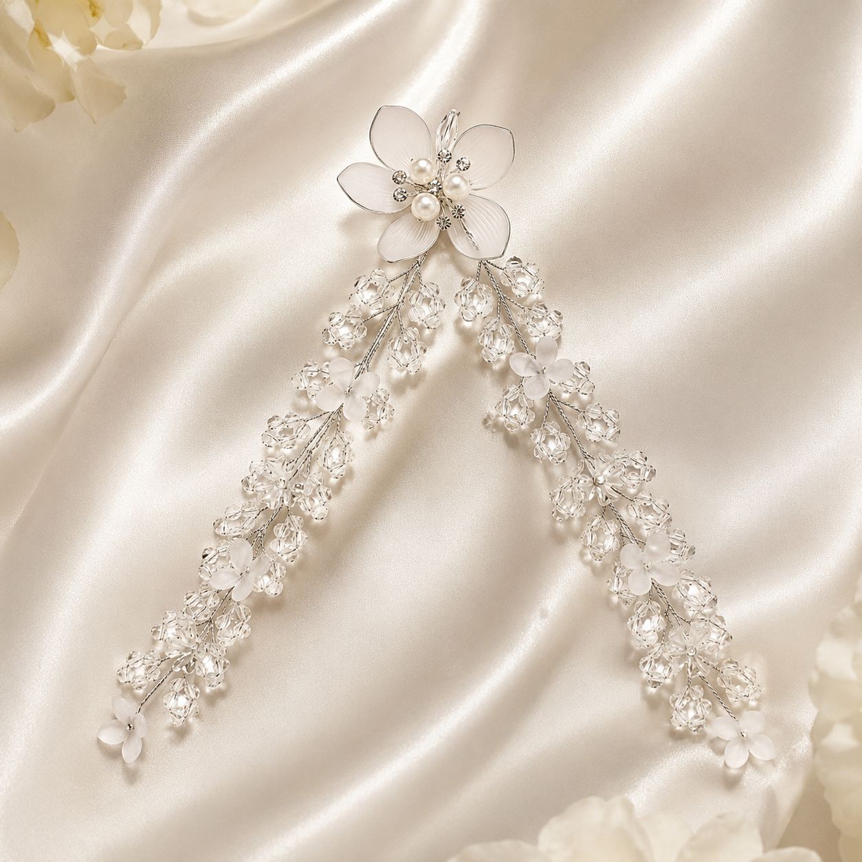 Crystal Floral Bridal Hair Vine for Women | Wedding Pearl Hair Accessory