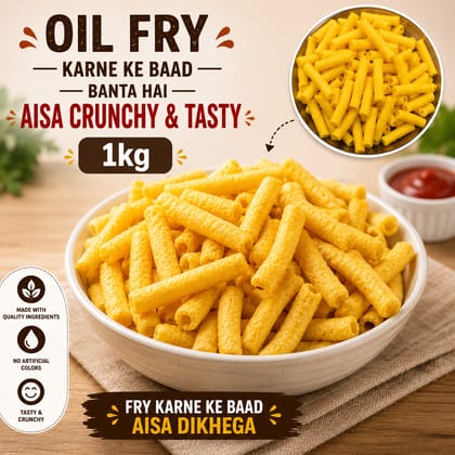 Corn Fryums Tube, Fryums Pipe, Tube Fryums, Corn Pipe Snacks, Ready To Fry Corn Tubes 1kg Corn Fryums Tube, Fryums Pipe, Tube Fryums, Corn Pipe Snacks, Ready To Fry Corn Tubes 1kg