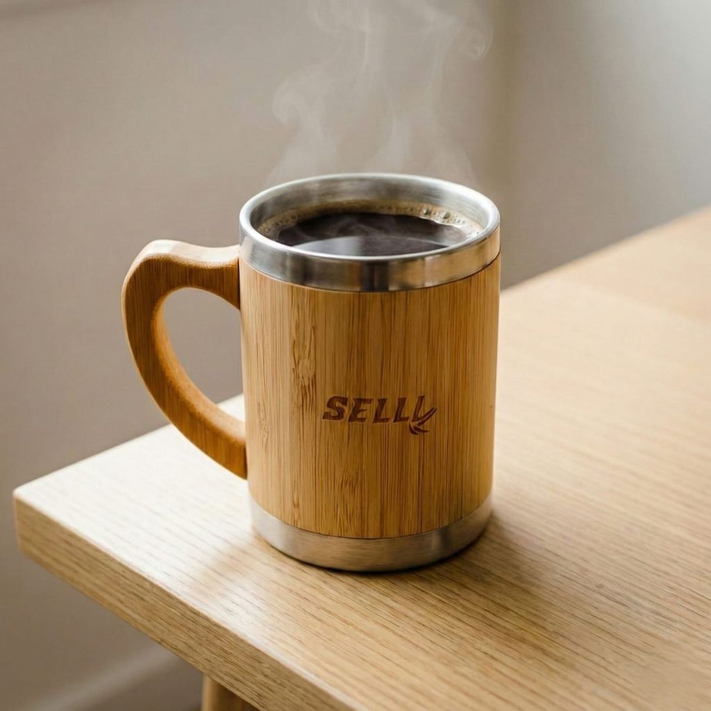 Eco-Friendly Bamboo Coffee Mug with Stainless Steel Inner