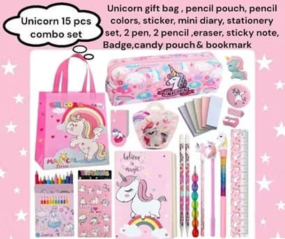 Stylish Cute Unicorn School Stationery Combo Set โ 15 Pcs for Girls Stylish Cute Unicorn School Stationery Combo Set โ 15 Pcs for Girls
