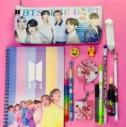 BTS Stationery Gift Set for Girls – 13 Pcs Combo with BTS Pouch & A6 Diary - Stationery | Buy online on ZillyBuy