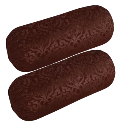 Pack of 2 Damask Brown Bolster Pillows