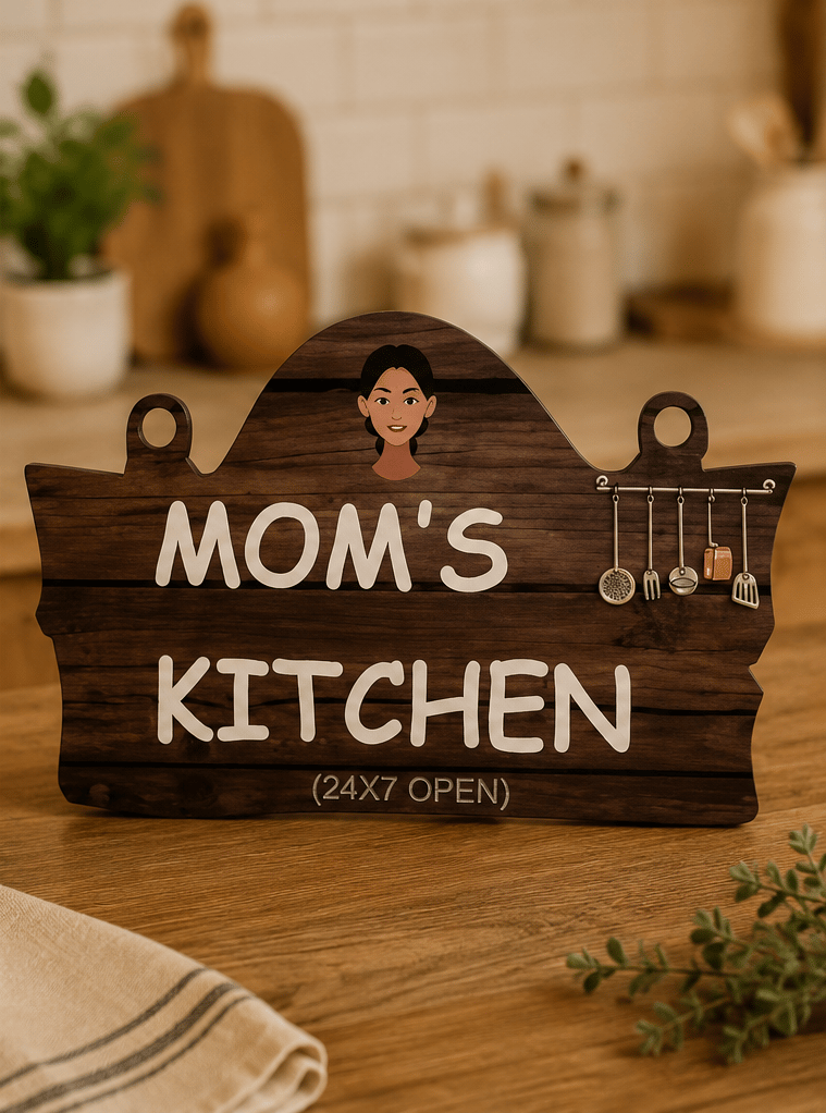 Personalized "Mom's Kitchen" Wooden Wall Hanging Sign