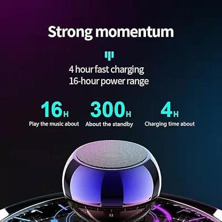 Mini Speaker Boost-4 Mini Wireless Protable Bluetooth Speaker with Dynamic Metal Sound, Wireless Remote Shutter, Long-Lasting Battery, Compact & Durable Design