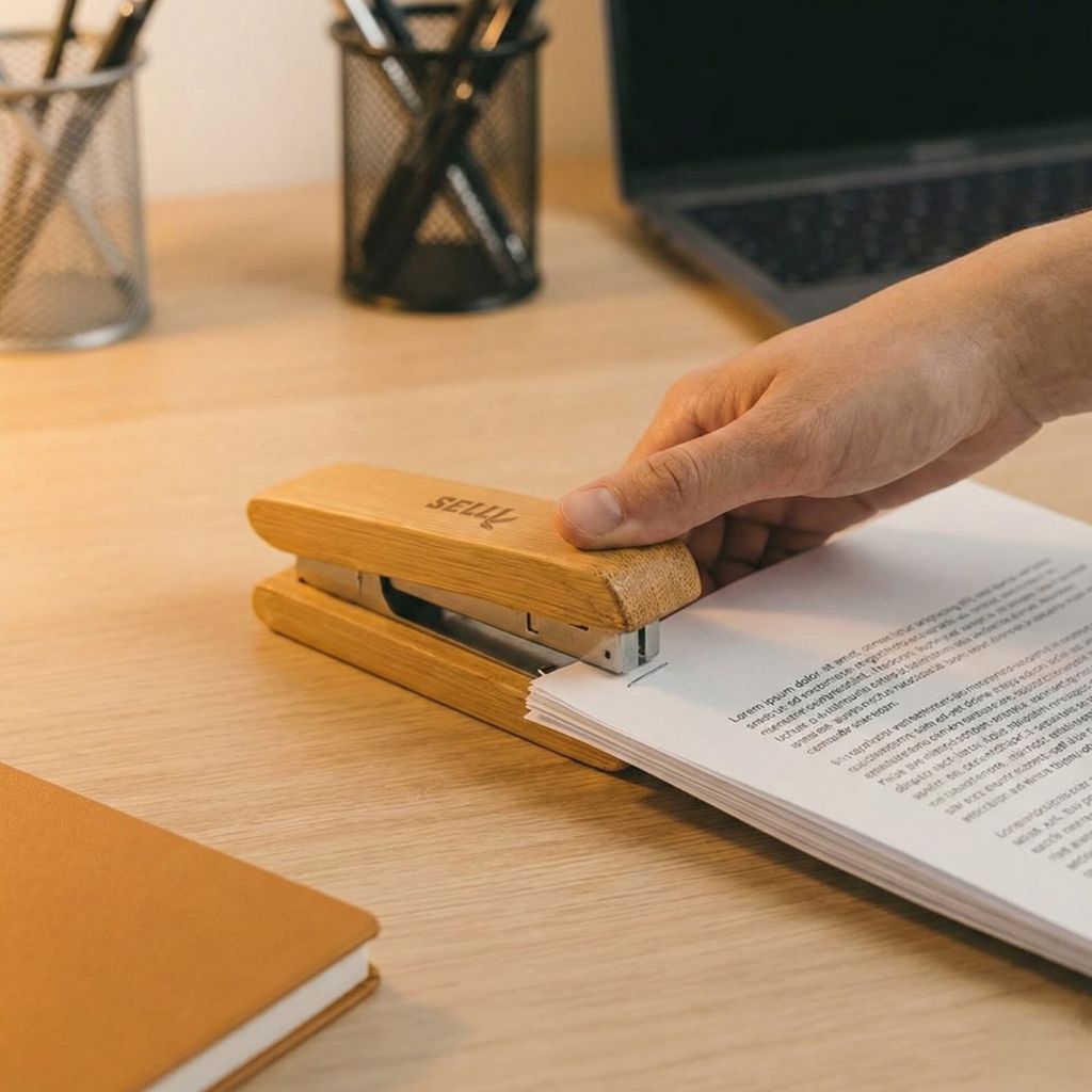 Bamboo Wooden Stapler Eco-Friendly Office Desk Stapler