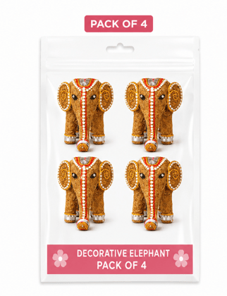 [Pack of 4] Eco Elephant Decor – Handcrafted coconut thread made