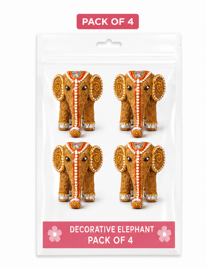 [Pack of 4] Eco Elephant Decor – Handcrafted coconut thread made