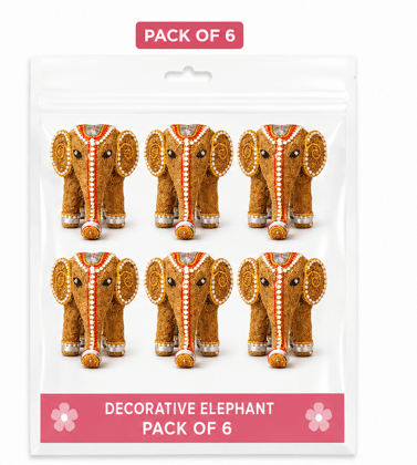[Pack of 6] Eco Elephant Decor – Handcrafted coconut thread made