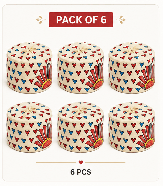 [Pack of 6] Traditional Hand-Painted Indian Cap (Kufi Style)