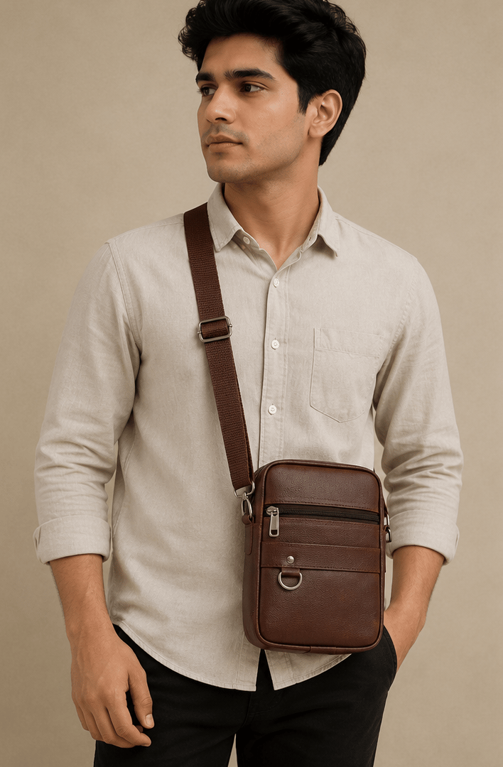 Men's Classic Brown Sling Bag