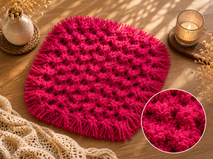 Handmade Magenta Macrame Table Mat Handmade Magenta Macrame Table Mat