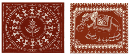 Handmade Warli Art Coasters Set of 2 Handmade Warli Art Coasters Set of 2