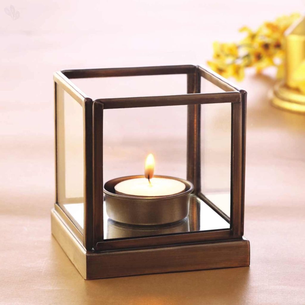 Borosil Mirage Glass Tea Light (8 cm x 8 cm x 9 cm, Brown) - Pooja Needs | Buy online on ZillyBuy