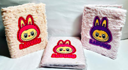 Pink Labubu Plush Diary with Lined Pages - Cute Fuzzy Notebook