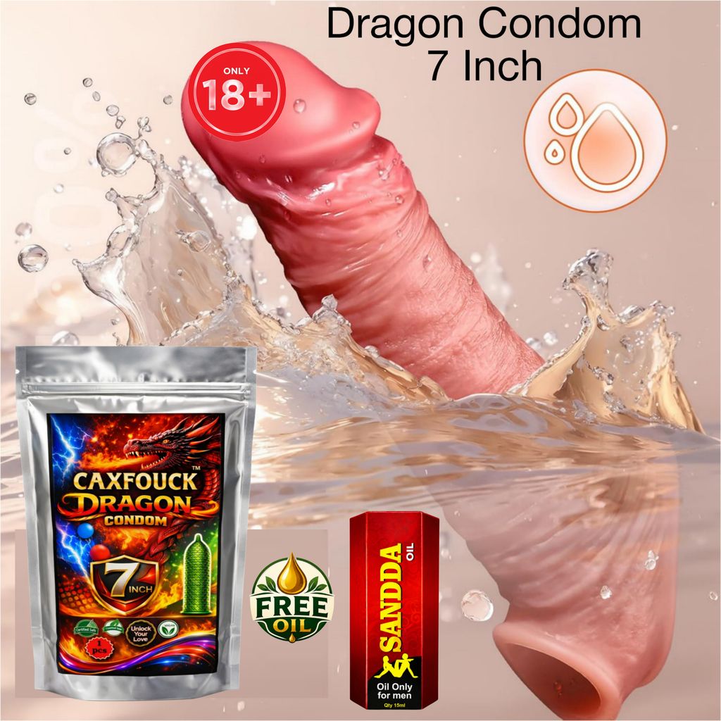 Caxfouck Dragon Condom 7 Inch Reusable Sleeve for Intimate Pleasure with Free Sanda Oil for Men (Combo Set)