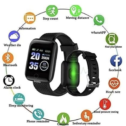 Smart Watch for Men, Women, Boys, Girls, Kids – Single Touch Interface, Water Resistant, Workout Modes Quick Charge Sports Smartwatch Black